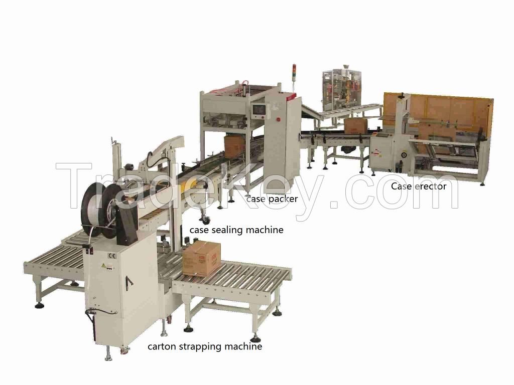 case erector machine, case filling machine, case sealing machine