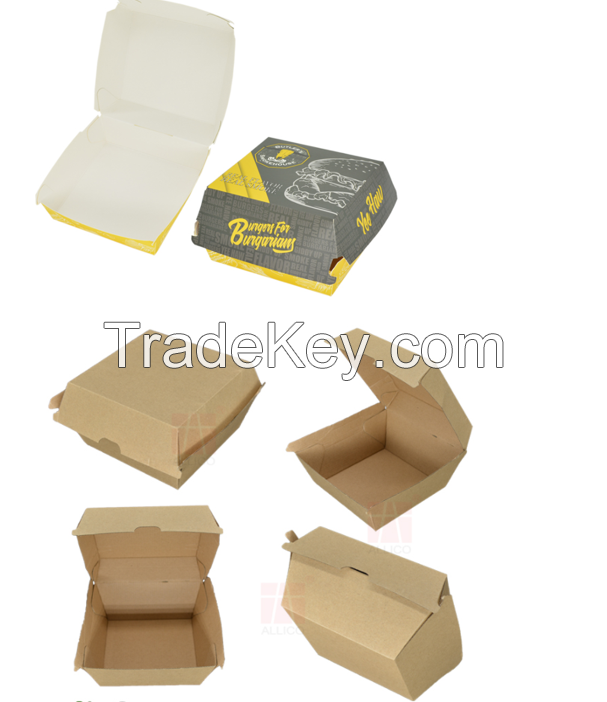 Wholesale Hamburger Box Food Grade Fold Paper Burger Box