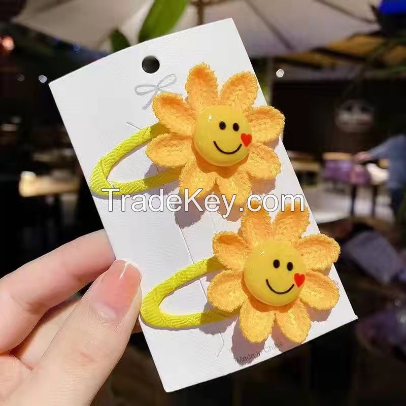 Cute Little Girl Sunflower Hair Clips 2pcs One Set