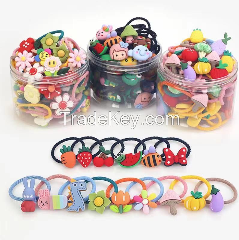 Children's Cartoon Hair Rope 30pcs One Box