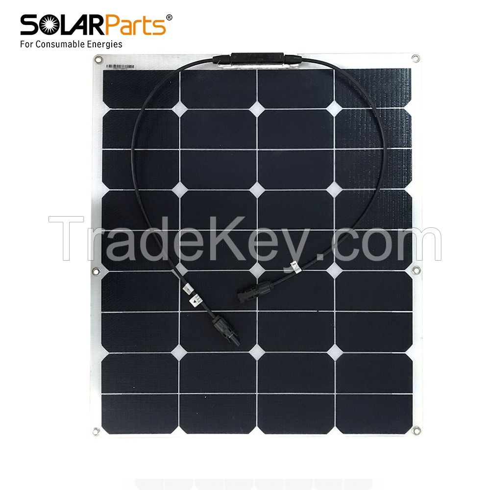 Solarparts 18V60W ETFE Semi Flexible Solar Panel For Car Boat Outdoor And Batteryarger Ch