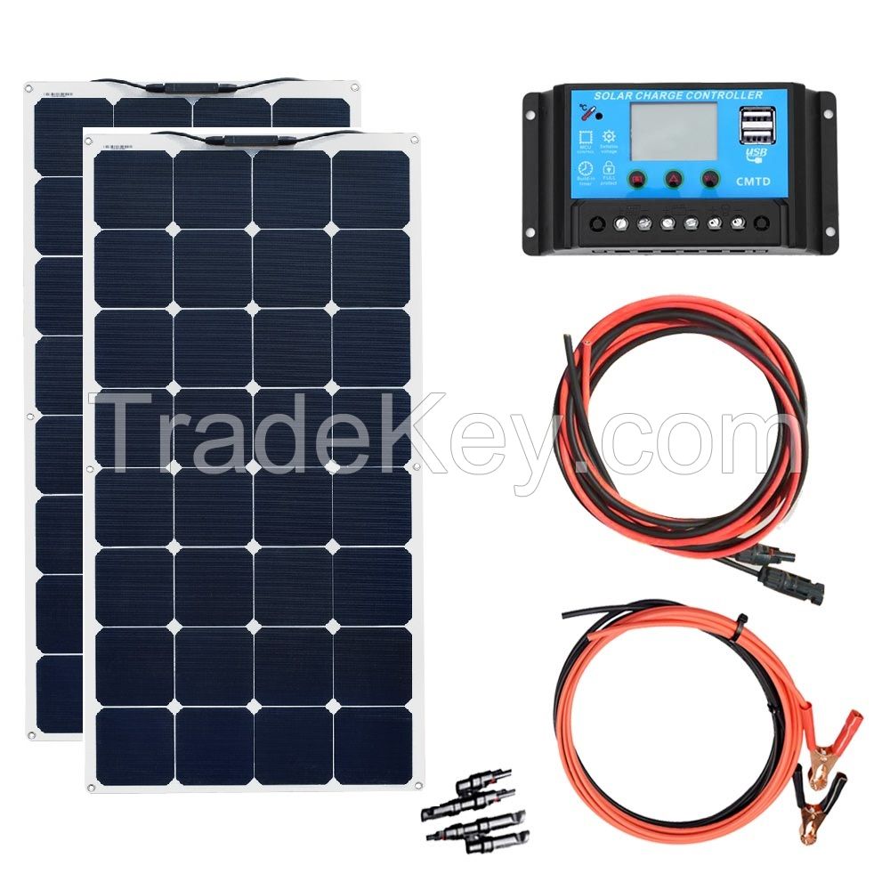 Solarparts 18V 200W Portable Solar Energy Solar Kit For RV Boat Caravan