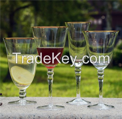 Gold Rimmed Champagne Goblet Water Wine Glass on Wholesale