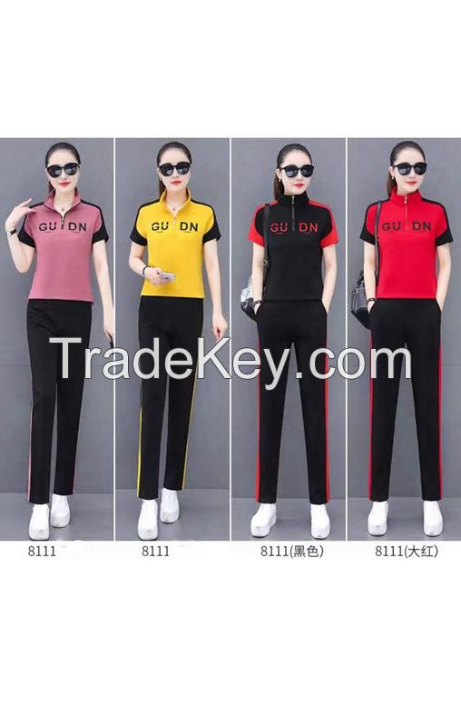 Monisa Lady Summer Sports Leisure Colorful Suit With Short Sleeves