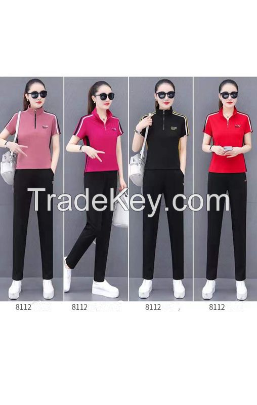 Monisa Lady Summer Sports Leisure Colorful Suit With Collar