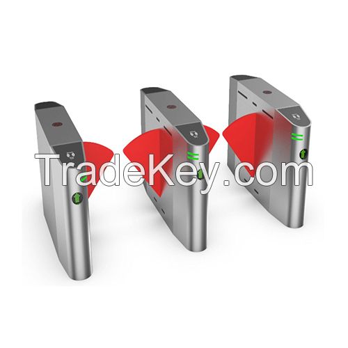 Entrance security solution flap turnstile gate provides single directional or bi-directional access modes