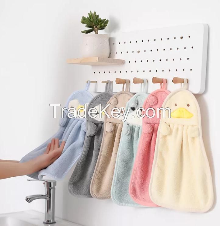 Fashion cartoon animal kitchen towel holder micro fiber absorbent towel hand dry terry towel