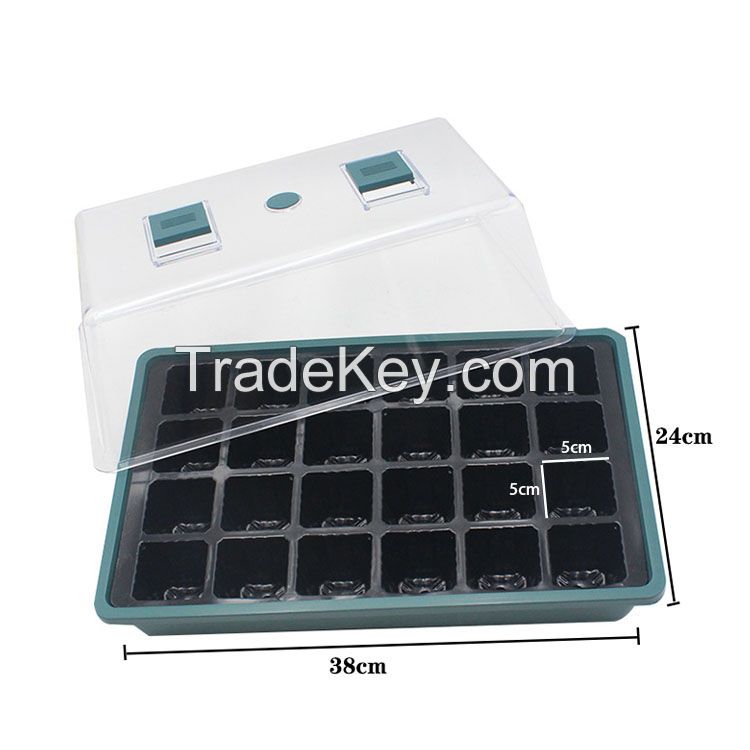 24 Cells Plastic Nursery Pots Planting Seed Tray Kit Plant Germination Box with Dome and Base Garden Grow Box Gardening Spirehus