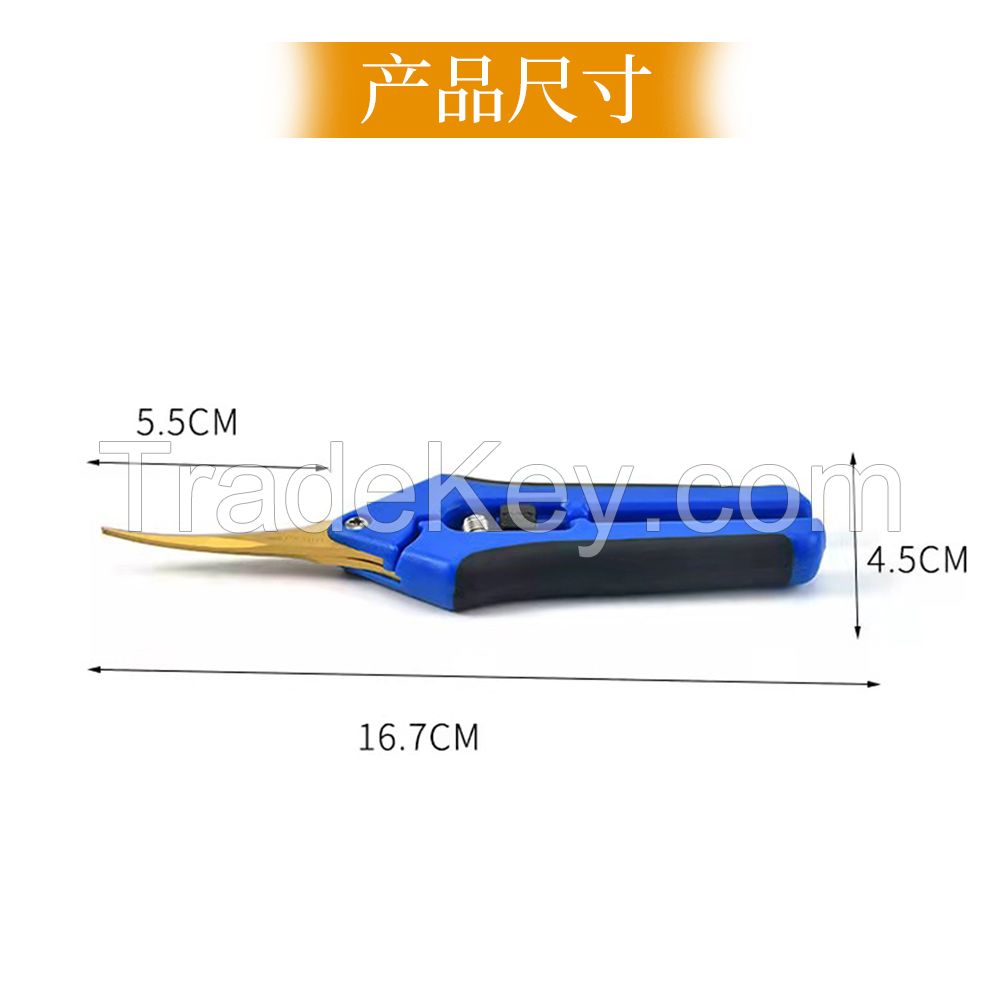 Stainless steel elbow garden pruning scissors Gold plated titanium spring safety lock pruning scissors