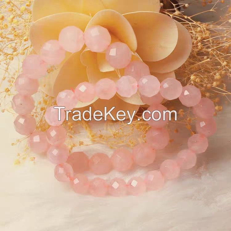 facted rose quartz  Natural Gemstone Bracelet 6-9'' Elasticated Healing Stone Chakra Reiki