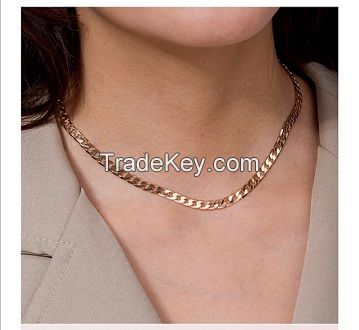 Brass snake chain 18K gold Plated necklace fashion jewelry