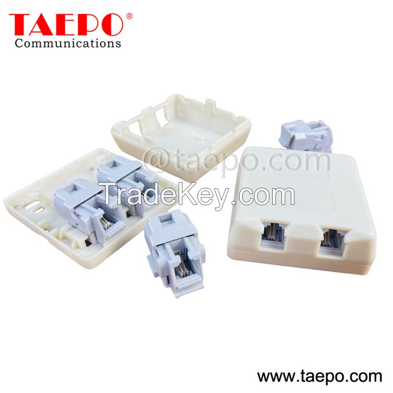 Sample free 2 port RJ11 Cat3 2P2C dry telephone socket from China Factory TAEPO