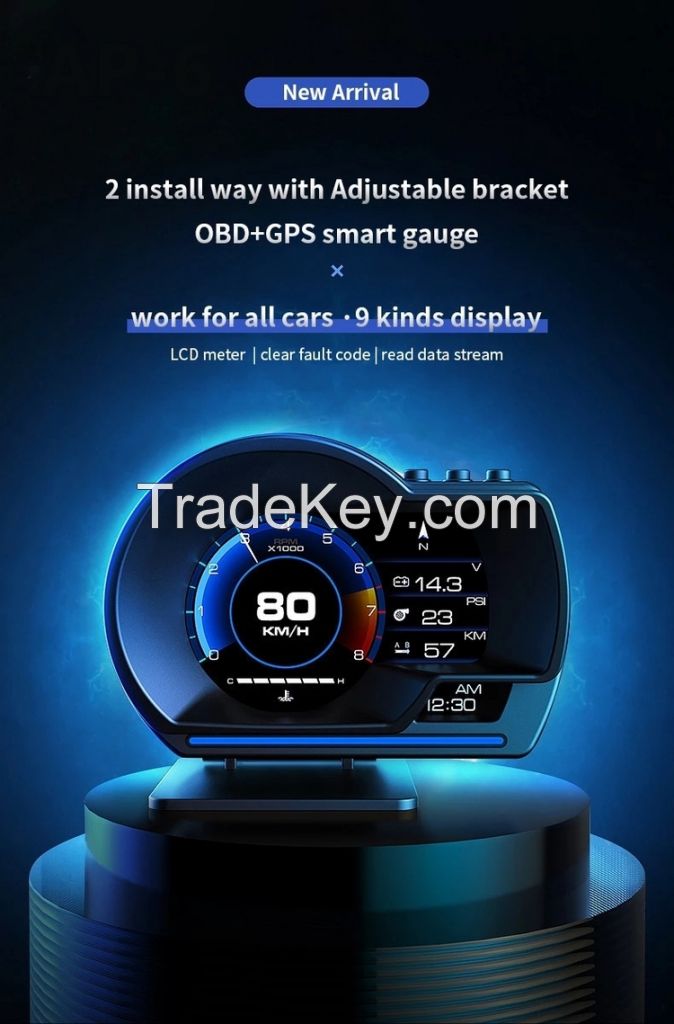 New Design Car Racing Speed Smart Gauge GPS+OBD2 HUD Head-up Display