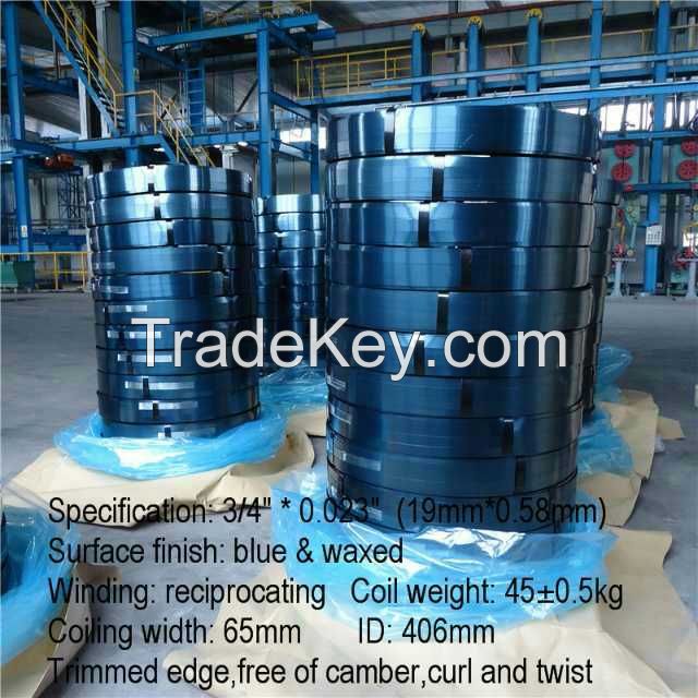 blue tempered steel strapping 0.58x12.7mm/16.0mm/19.0mm