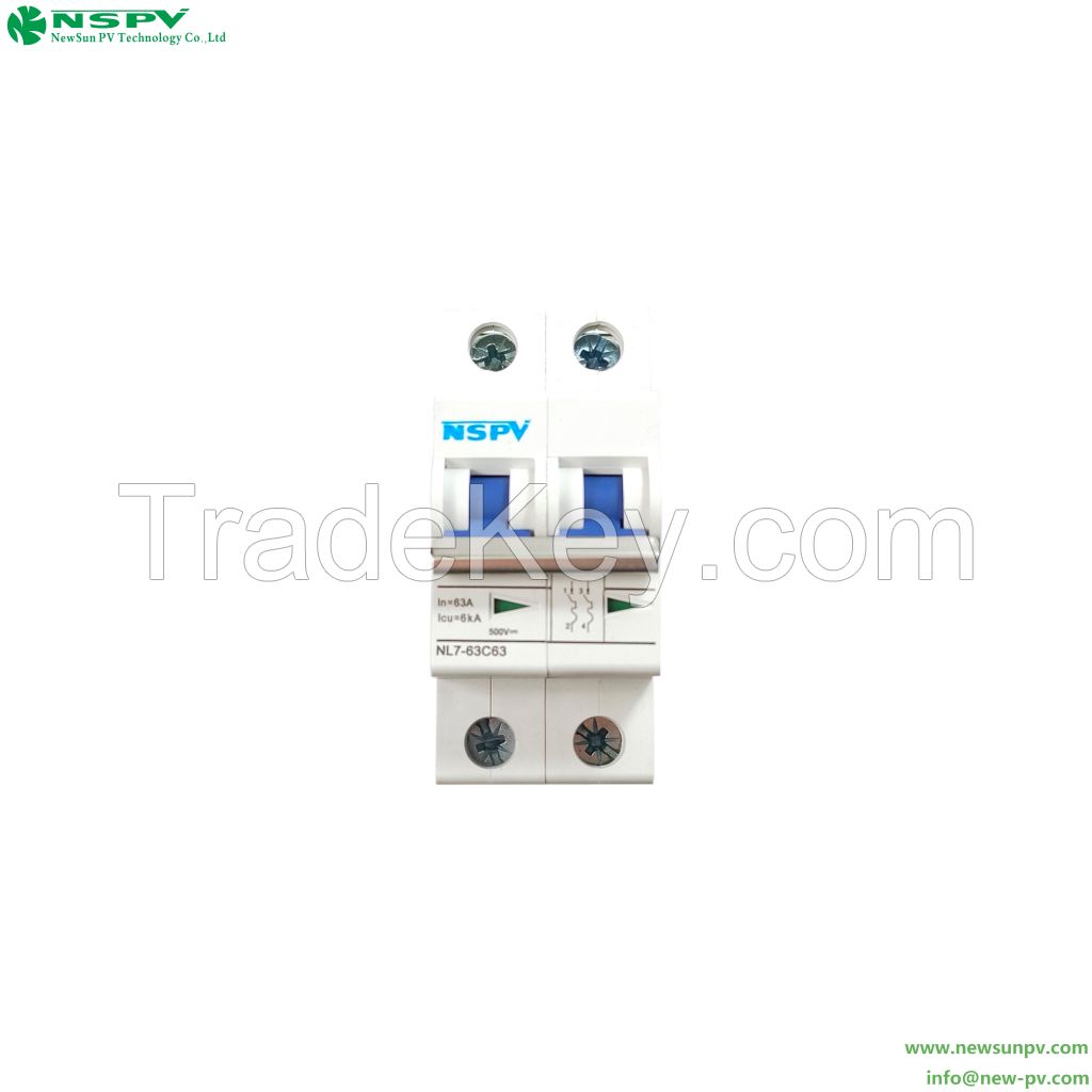 800V 2P DC mini circuit breaker 1000VDC Circuit Breaker Manufacturer of 2P Solar Power System 63amp