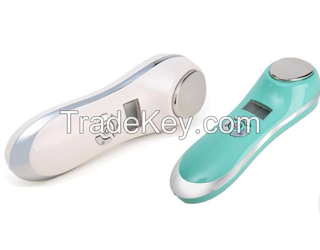 Ultrasonic hot&cool ionic beauty device with facial massage skin care function beauty instrument for anti-wrinkle tightening