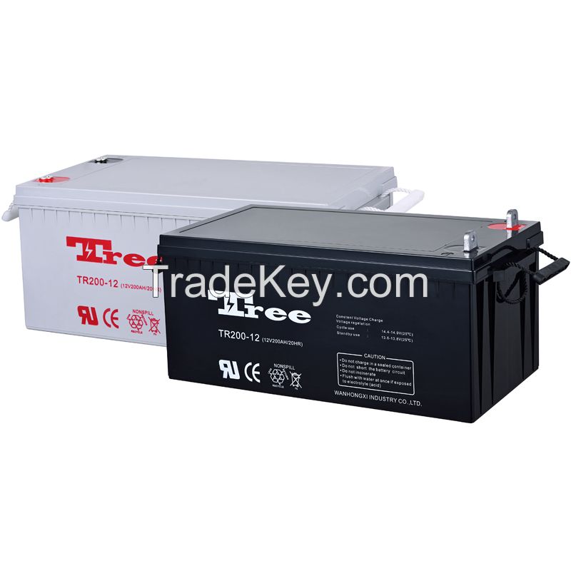 Maintenance Free 12v 200ah lead acid battery gel deep cycle battery for solar wind system 