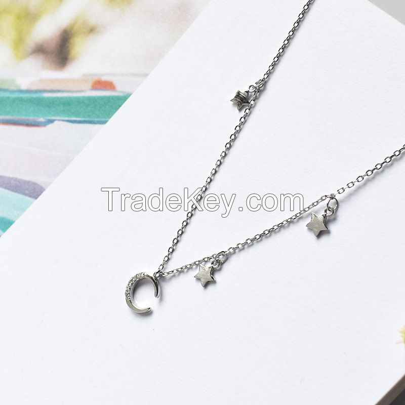 925 sterling silver star and moon anklets or bracelets for gift jewelry