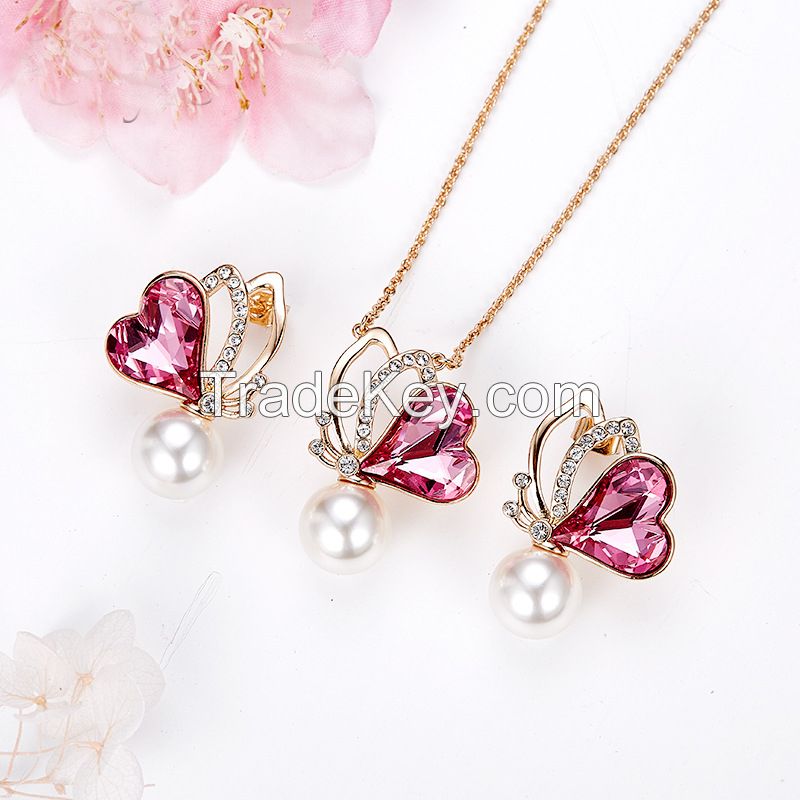 pearls and crystals fashion jewelry sets for women 
