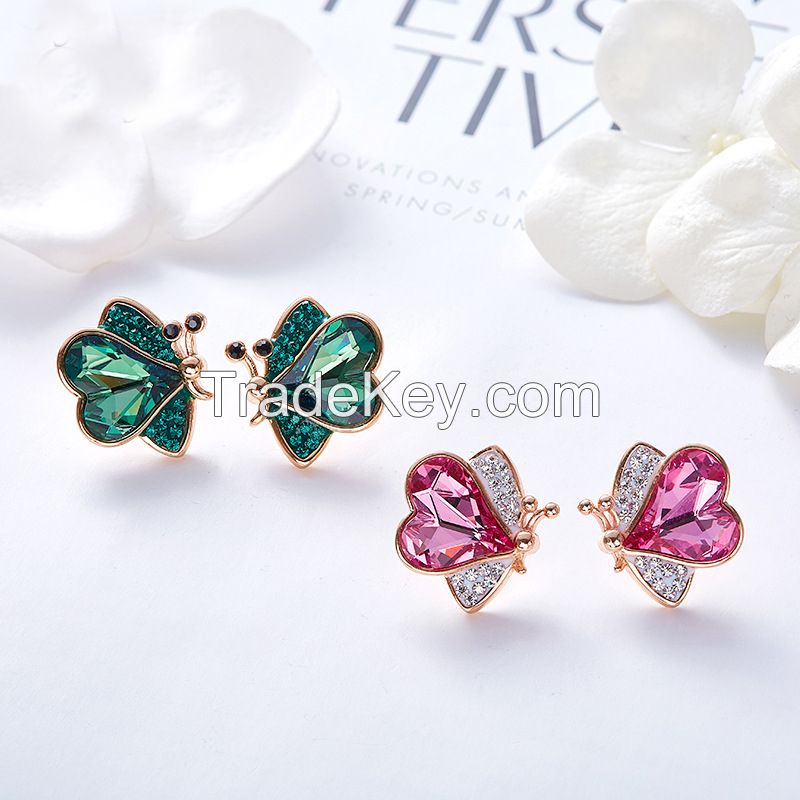 Simulated Diamonds Jewelry Sets Butterfly Style Girls Jewelry 