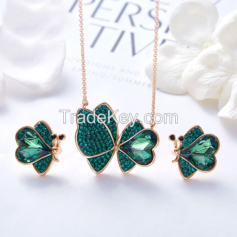 simulated diamonds jewelry sets butterfly style girls jewelry 