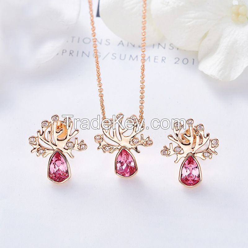 rose gold fine jewelry sets tree of life emerald pendant and earrings