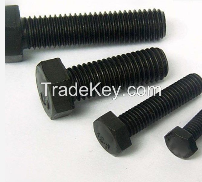 Fastener DIN934 hex nuts and bolts carbon steel M12 M16 M18 M20 M22 M24 black/plain/zinc plated 4.8/6.8/8.8 with good quality