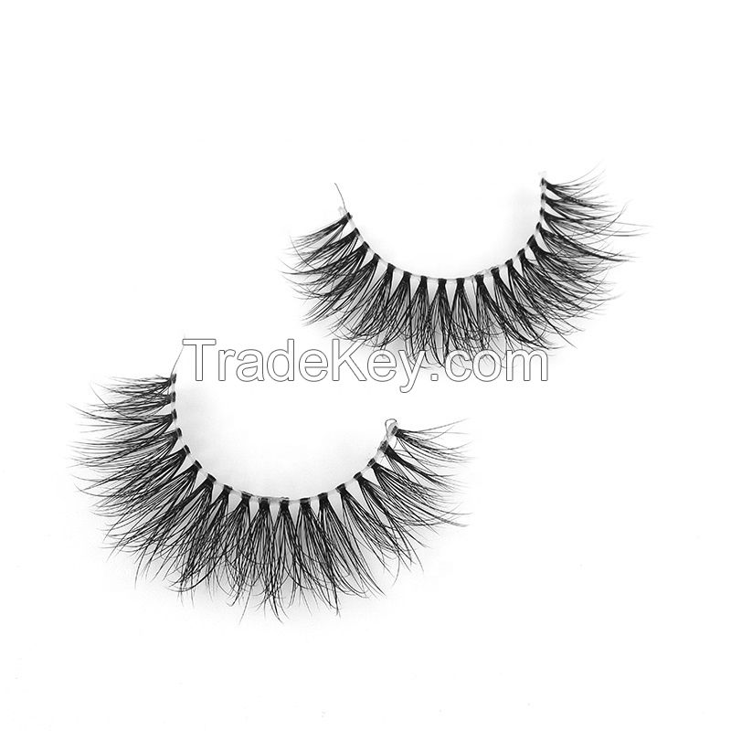 2020 Hot selling Mega Volume Double Layered Effect Lashes Minks 3d Vegan Synthetic Custom Logo Fluffy Faux Mink Lashes