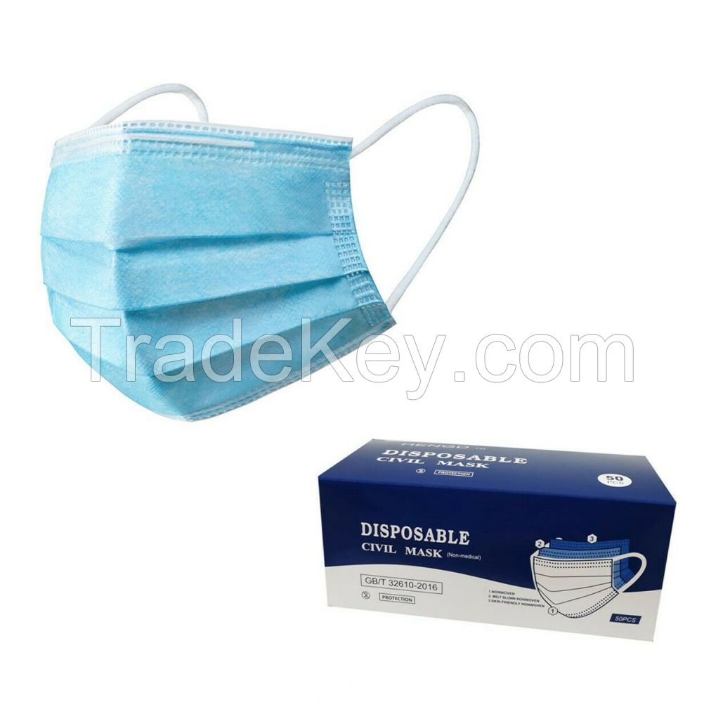 50 x Face Masks Disposible Face Mask Face