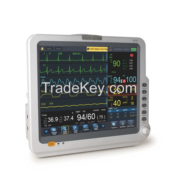 17 inch Plug-in  Ecg Monitoring System  Multiparameter Portable Patient Monitor For Ambulance ICU CCU NICU Patient Monitor