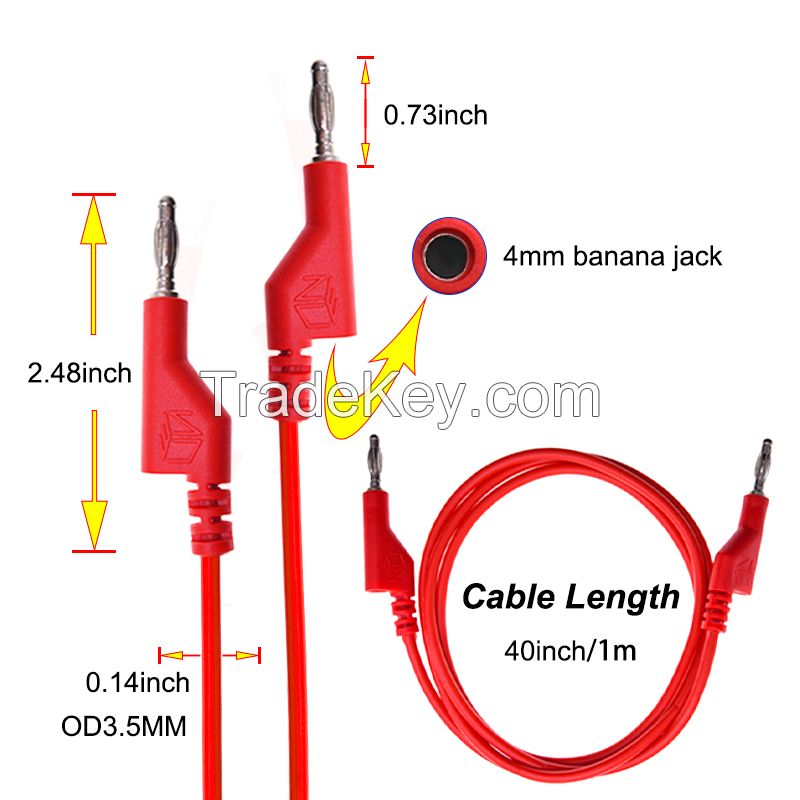 Stackable 4mm Banana Plug Test Lead Wire Patch Cord Cable Black Red