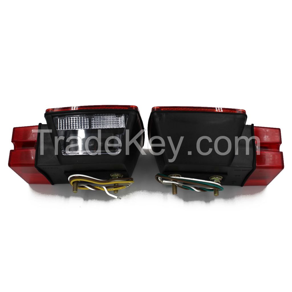 LED Trailer Light Kit For Trailers Under/Over 80 in. Wide  - Submersible (2 LED Stop/Turn/Tail Lights, License Bracket, Harness With 4-Way Flat Connectors , Mounting Hardware, Instruction)