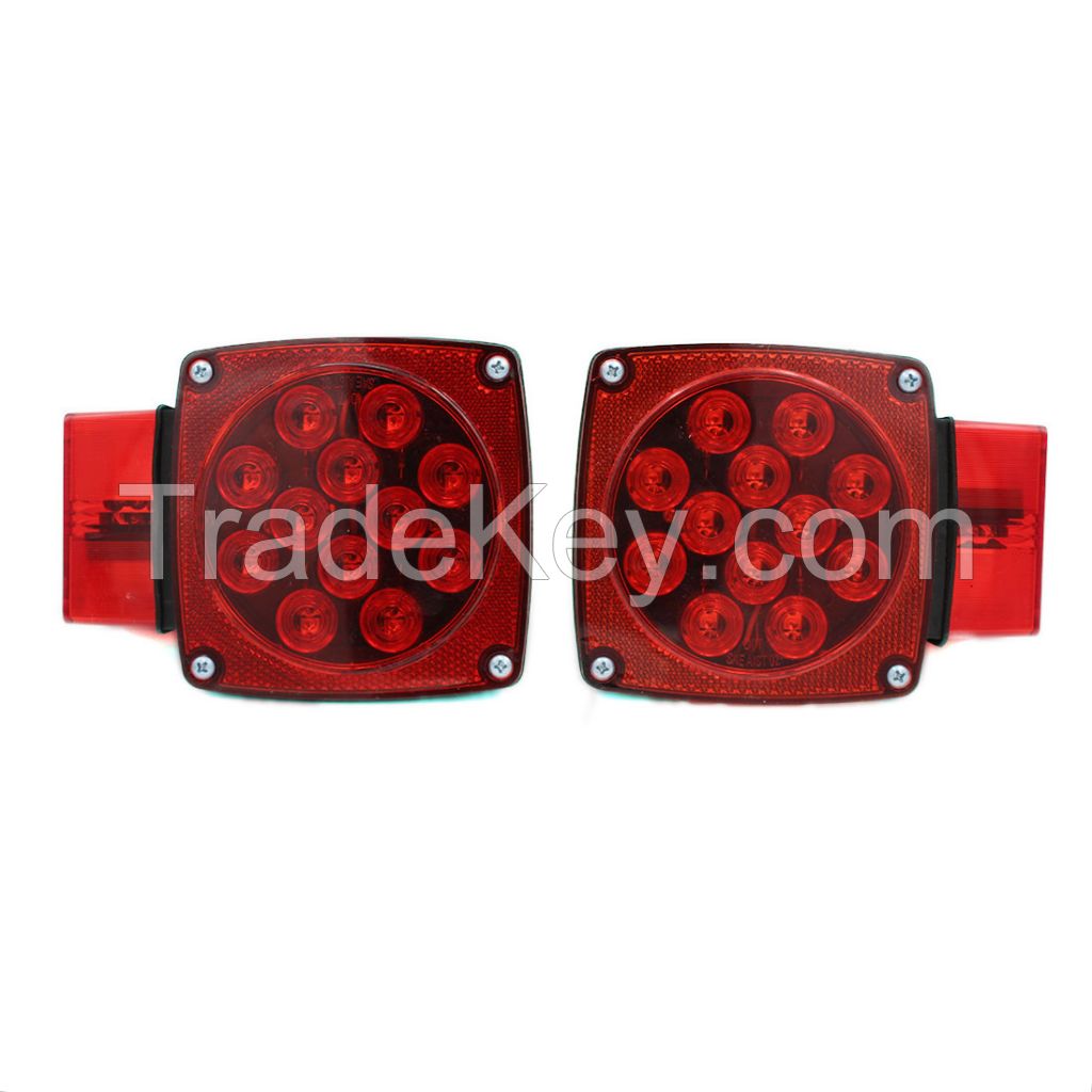 LED Trailer Light Kit For Trailers Under/Over 80 in. Wide  - Submersible (2 LED Stop/Turn/Tail Lights, License Bracket, Harness With 4-Way Flat Connectors , Mounting Hardware, Instruction)