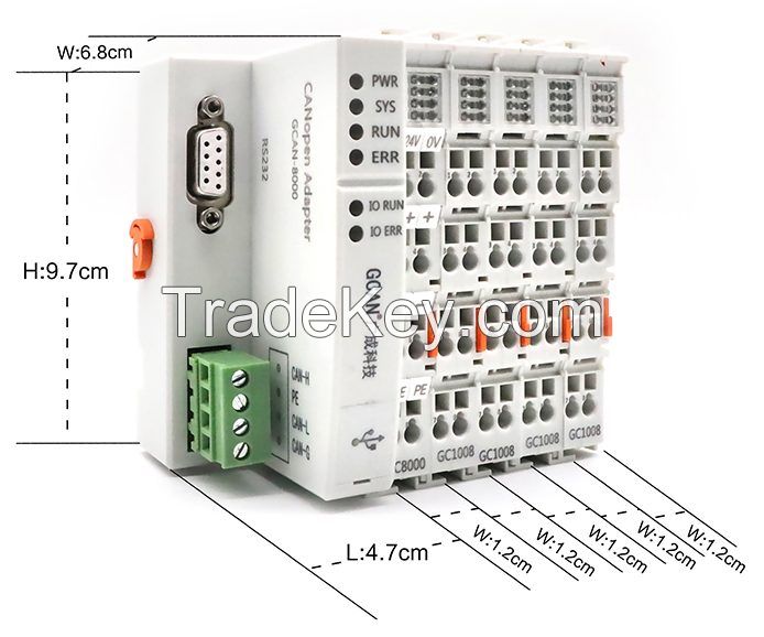 Modular design of GCAN-IO coupler standard PLC slave CANopen adapter