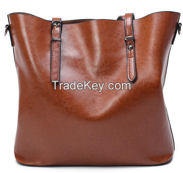 Women Handbag PU Oil Wax Leather Women Bag Large Capacity Tote Bag