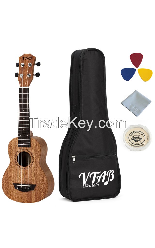 Entry Level Full Mahogany Soprano Ukulele with Gig-Bag