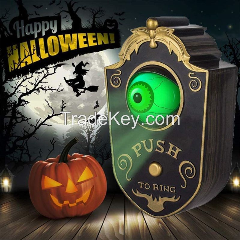 Doorbell Halloween One-Eyed Doorbell Decoration Glowing Hanging Piece Whole Door Hanging Plastic Doorbell Eyeball Halloween Decor with Spooky Sound