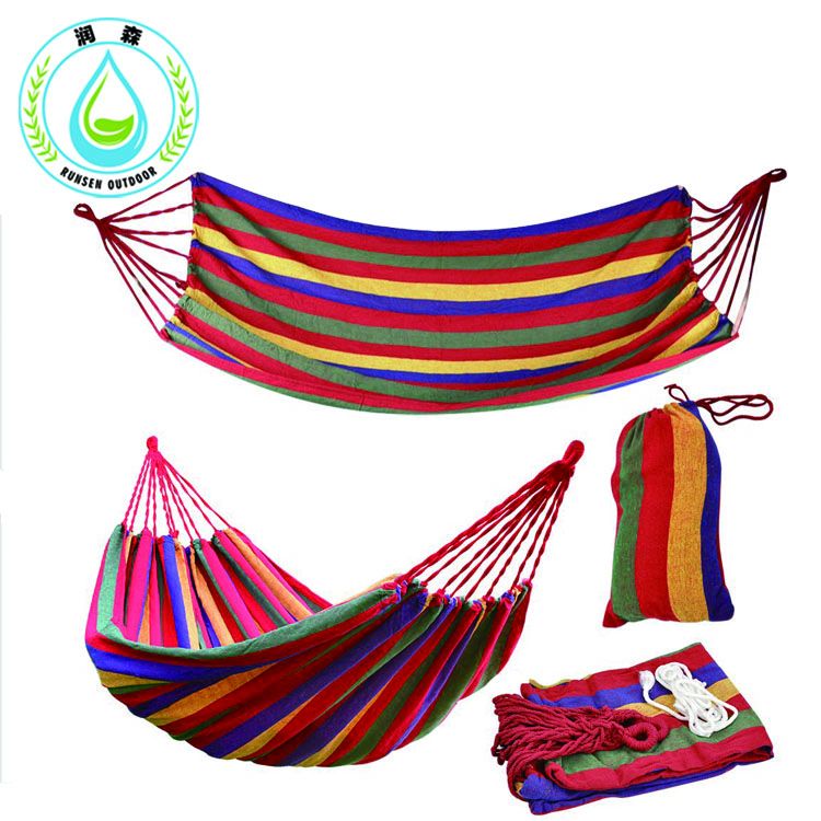  RUNSEN Stripe Hang Bed Canvas Hammock