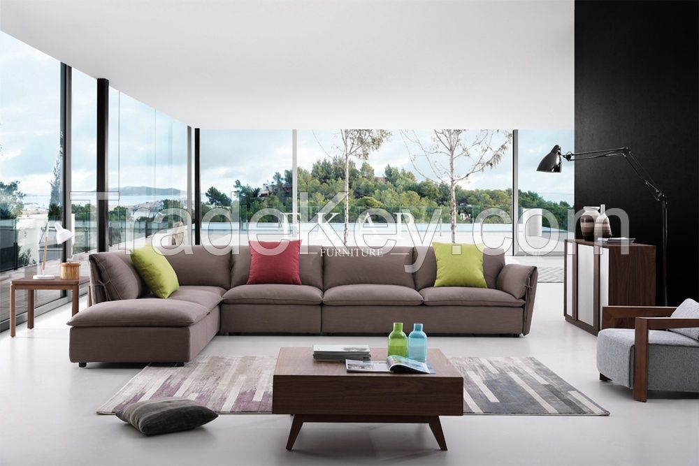 Furniture Living Room 3+2+1 Seater Soft Fabric Sofa Set Designs