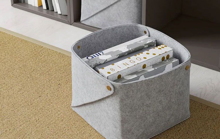 Felt Storage Baskets with Brass Buttons Household Storage