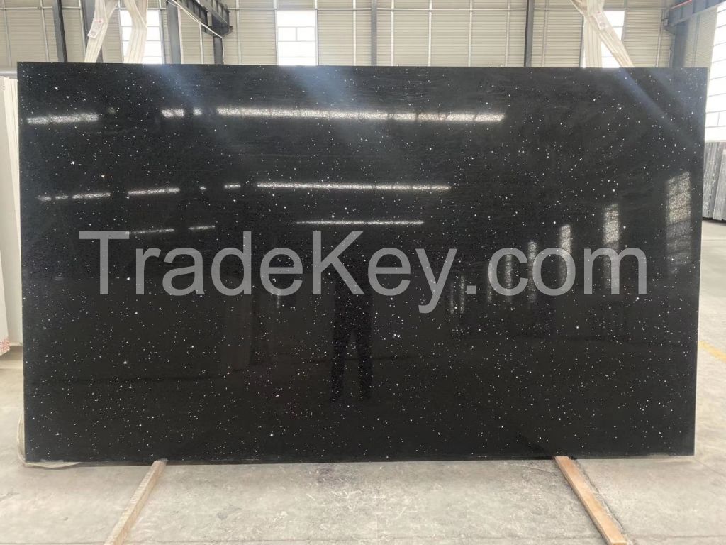 Black Galaxy Quartz Slab  /China Quartz