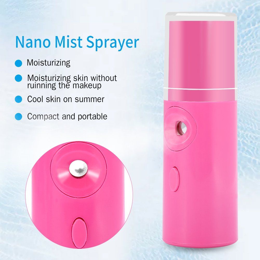 Nano Water Sprayer, 20ml Capacity Mist Facial Mister Sprayer USB Rechargeable Mini Beauty Moisturizing Atomizer Beauty Instrument