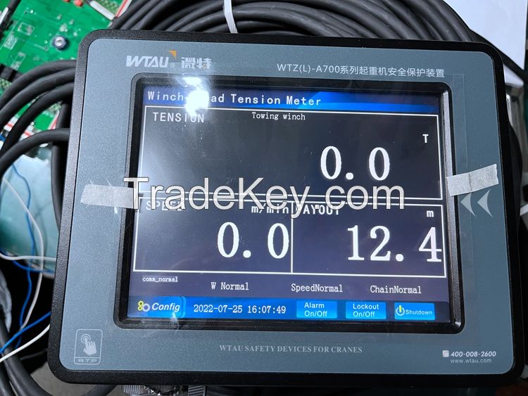 Electronic winch monitoring system for offshore vessel crane safe load tension monitoring