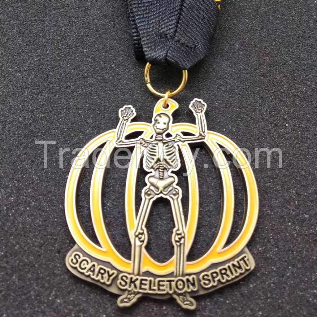 New Metal 3D Silver Marathon Race Sports Awards Trophy Medal