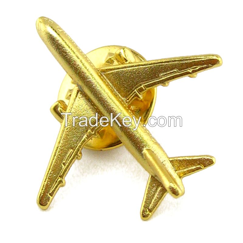 Wholesale Custom Die Casting 3D Logo Airplane Model Lapel Pins Metal Art Crafts Air Tactical Gear  Uniform Button Badge with Design Logo