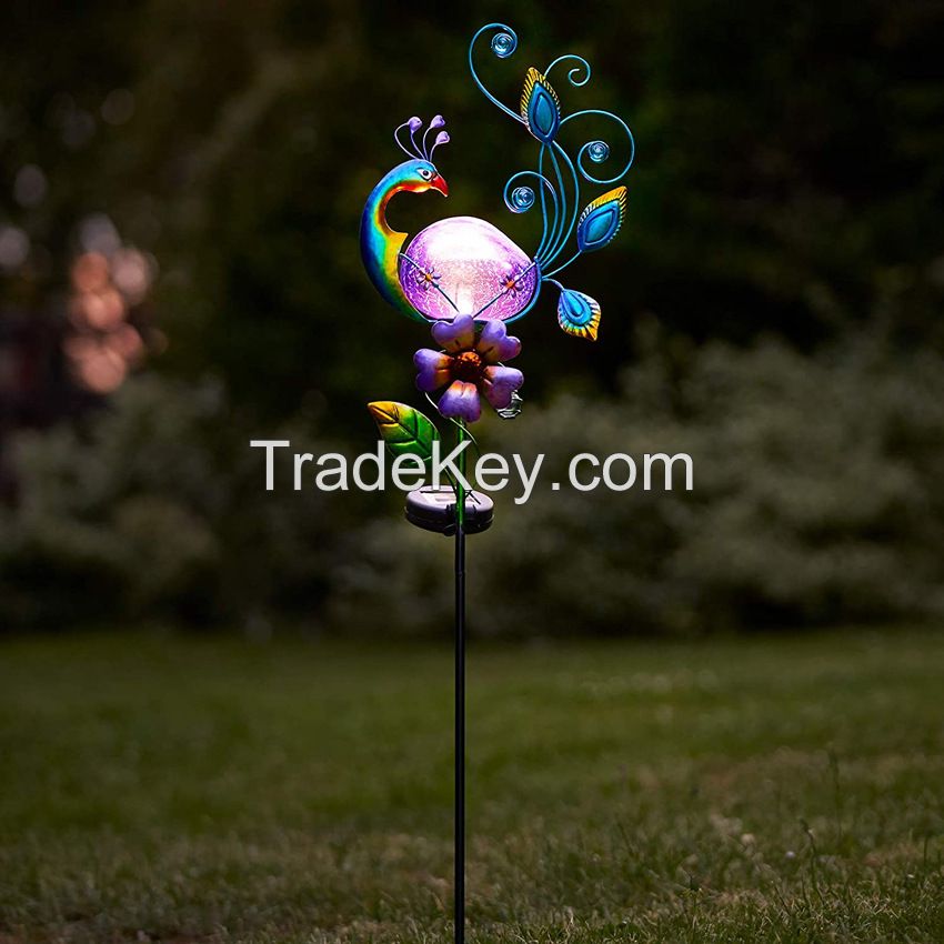 Outdoor Garden Solar Peacock Stake LED Lights Lamps