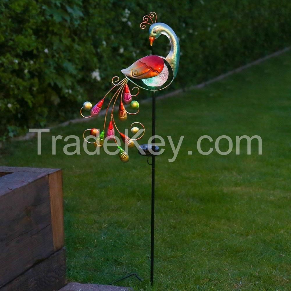 Outdoor Garden Solar Peacock Stake LED Lights Lamps