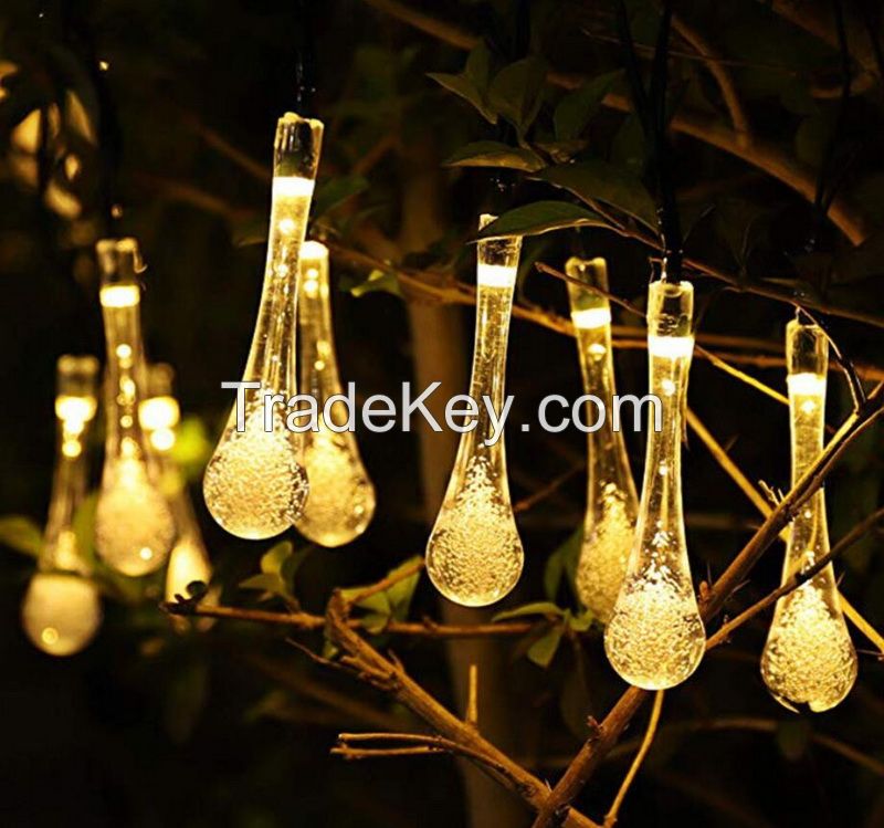 30 Led Raindrop Solar Garden Decorative Christmas Lights Outdoor LED Light String for Landscape