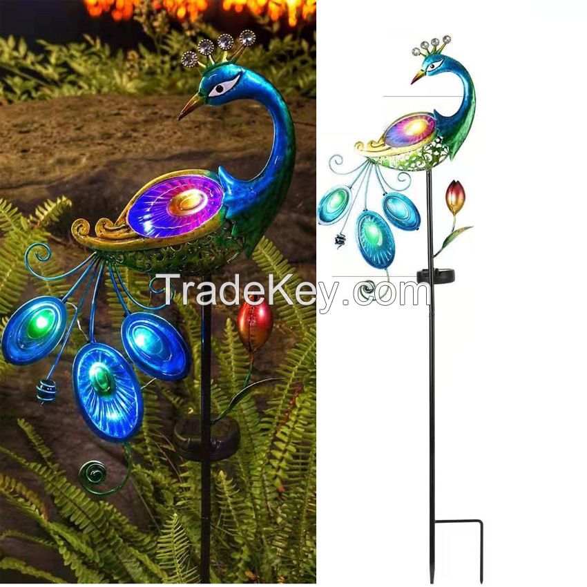 Outdoor Garden Solar Peacock Stake LED Lights Lamps