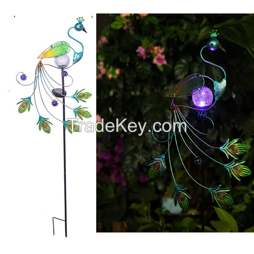 Outdoor Garden Solar Peacock Stake LED Lights Lamps